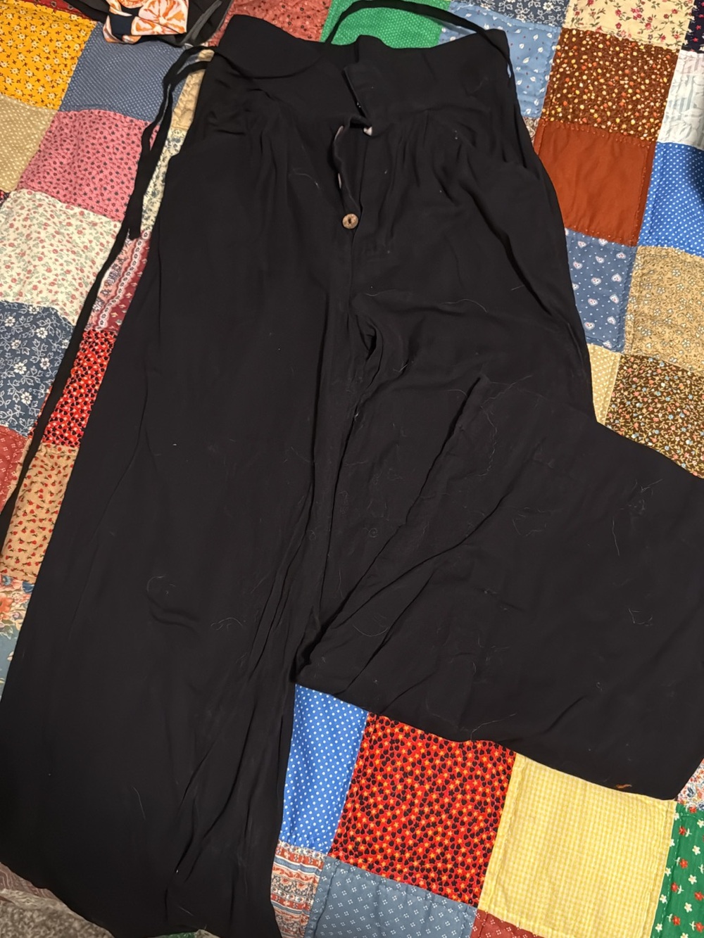 Free People Black Wide-Leg Pants
